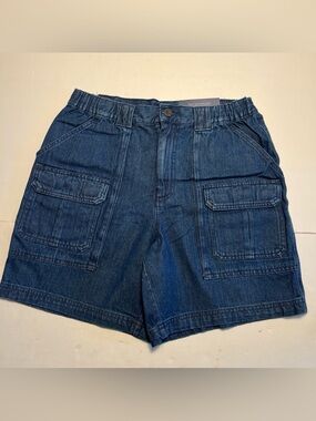 Croft & Barrow Shorts Mens 32 Blue Cotton Cargo Side Elastic 7.5" Pockets NWT